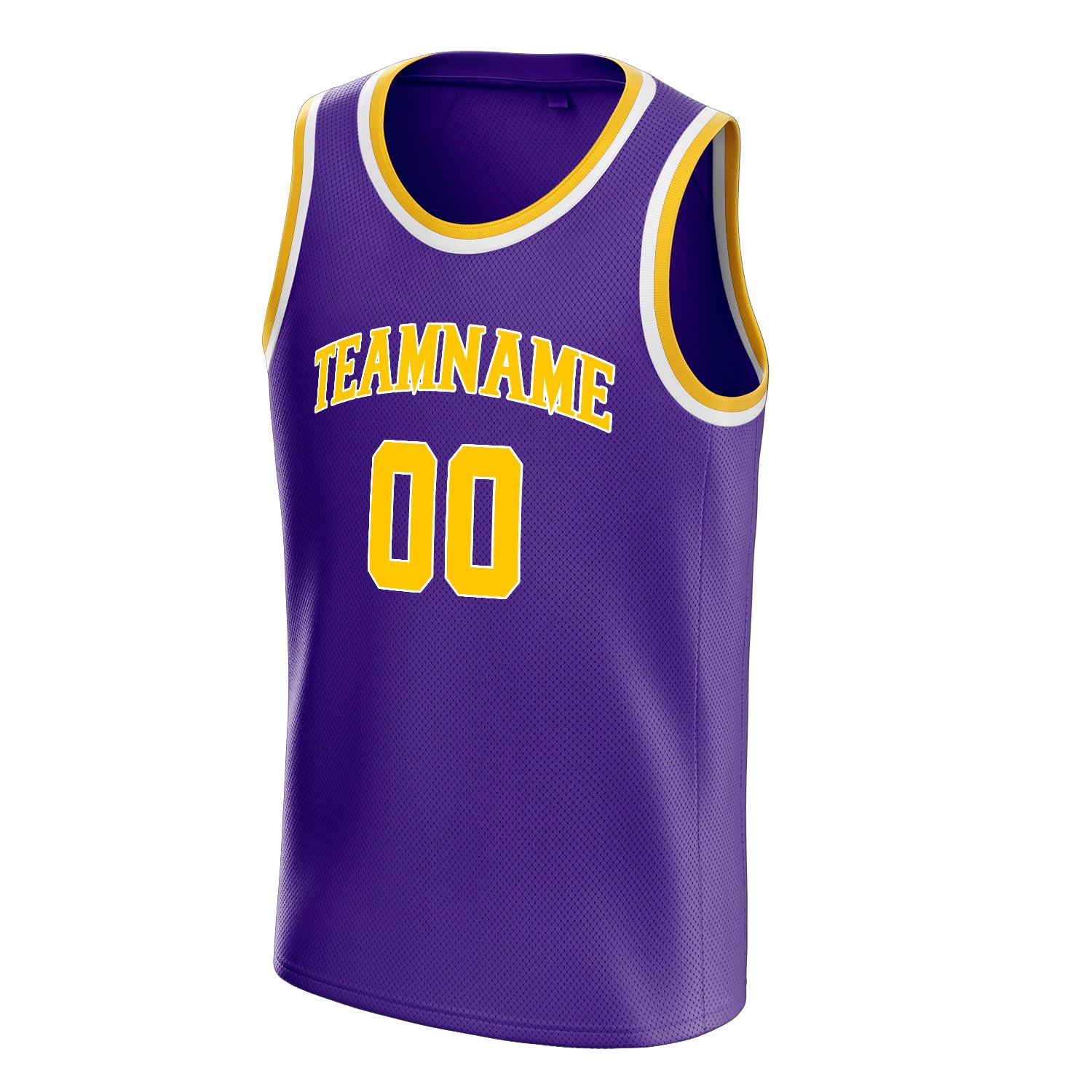 Personalized Purple & Gold White Pinstripe Basketball Jersey