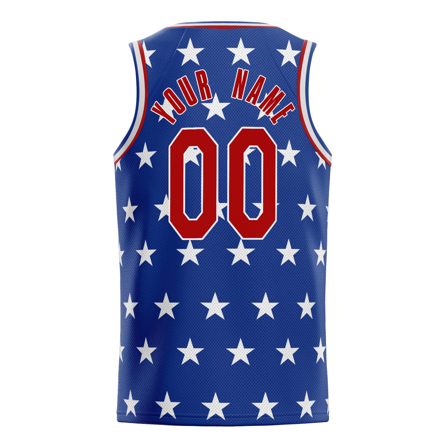 Personalized Royal & Red American Flag Basketball Jersey