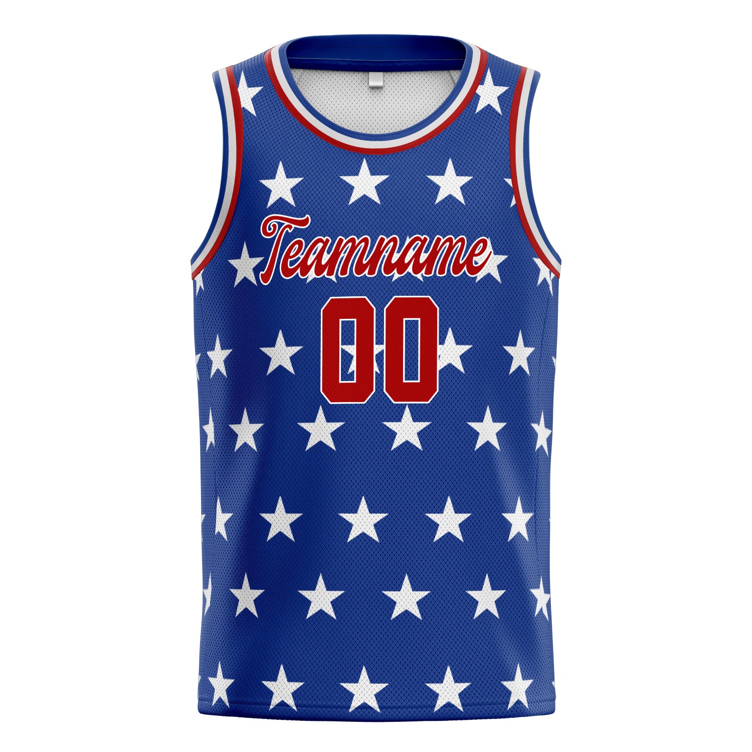 Personalized Royal & Red American Flag Basketball Jersey