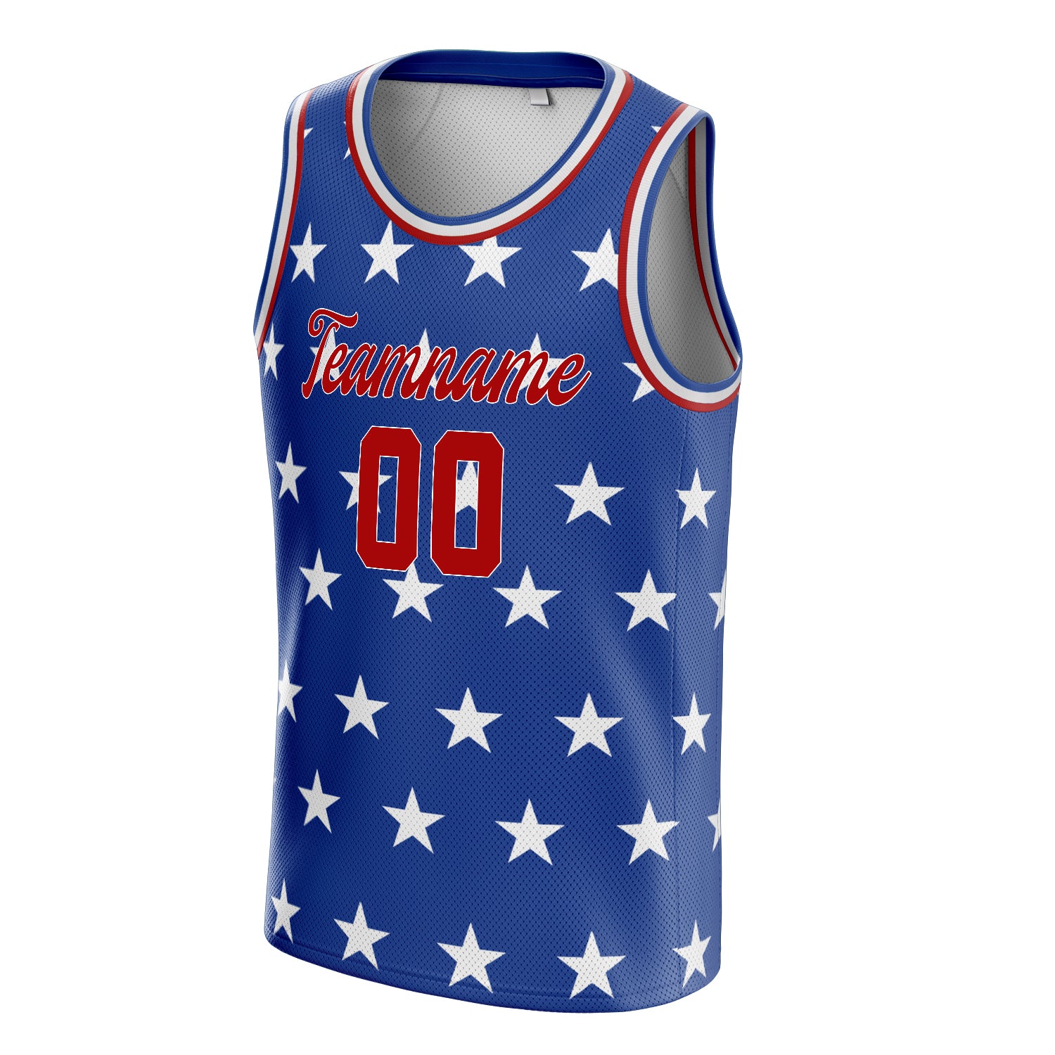 Personalized Royal & Red American Flag Basketball Jersey