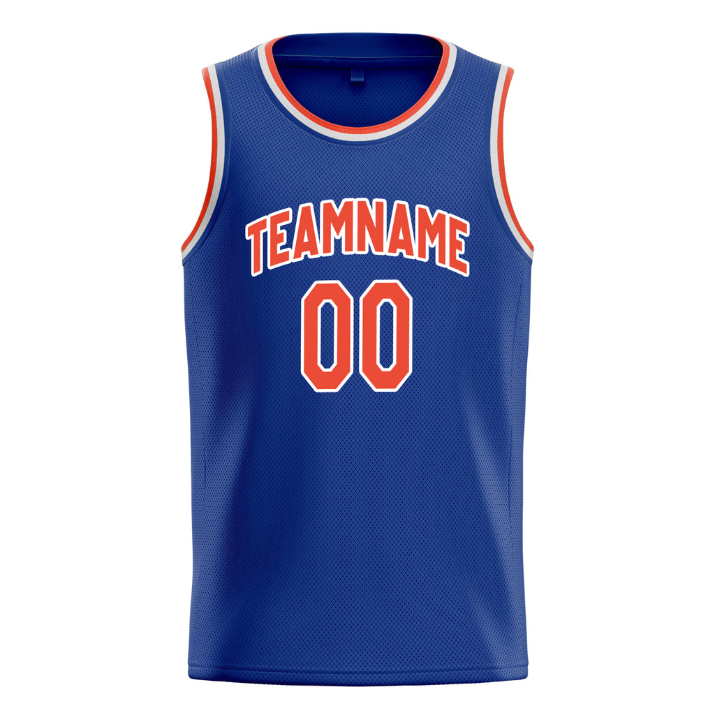 Personalized Royal & Orange Solid Color Basketball Jersey