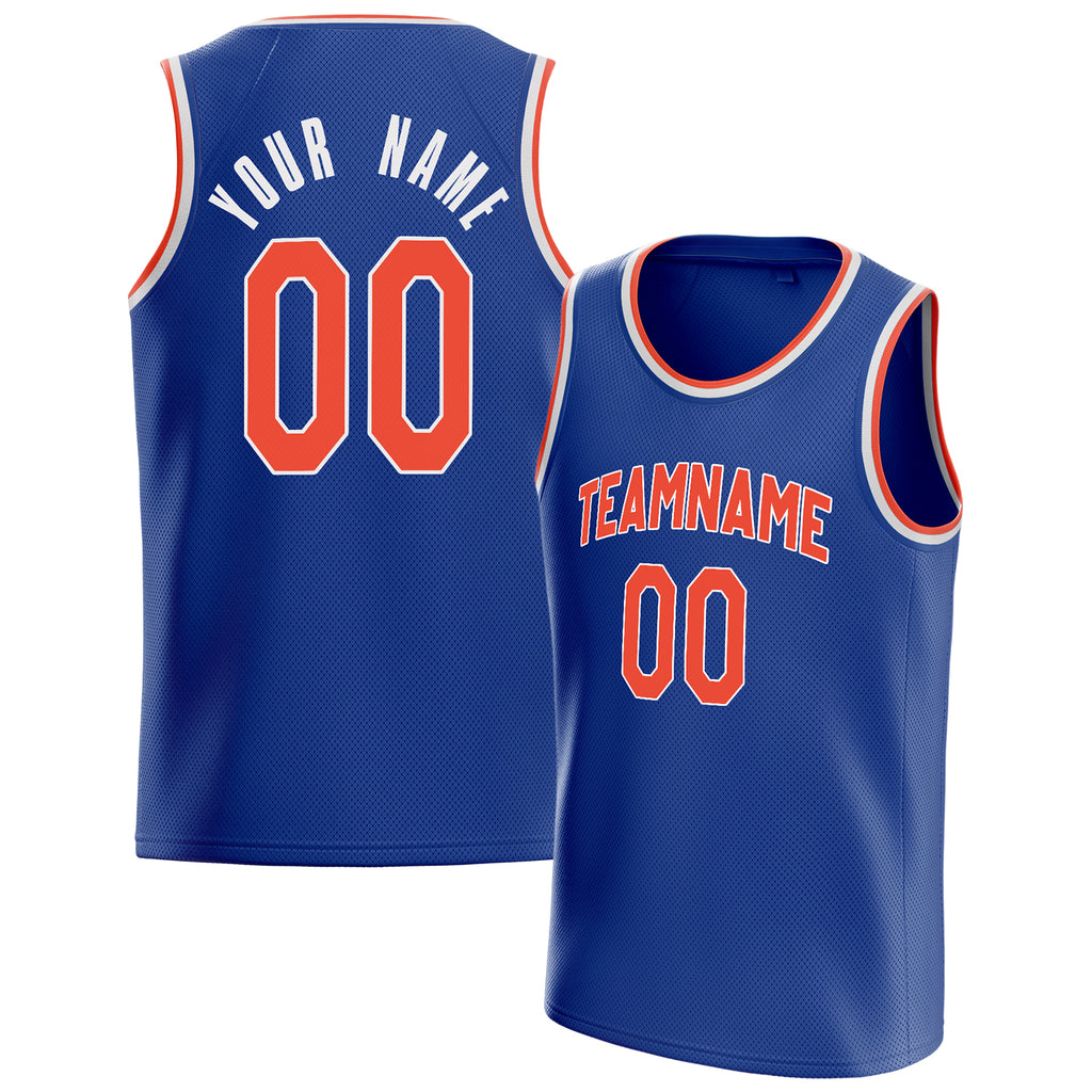 Personalized Royal & Orange Solid Color Basketball Jersey