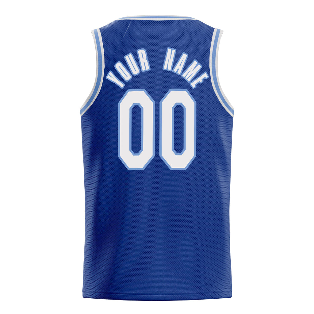 Personalized Royal & White Solid Color Basketball Jersey