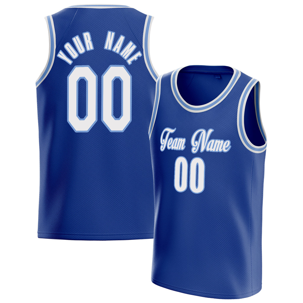Personalized Royal & White Solid Color Basketball Jersey