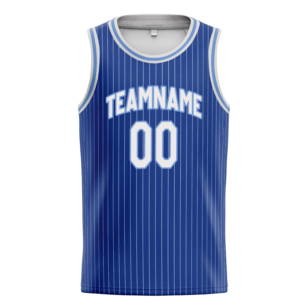 Personalized Royal & White Pinstripe Basketball Jersey