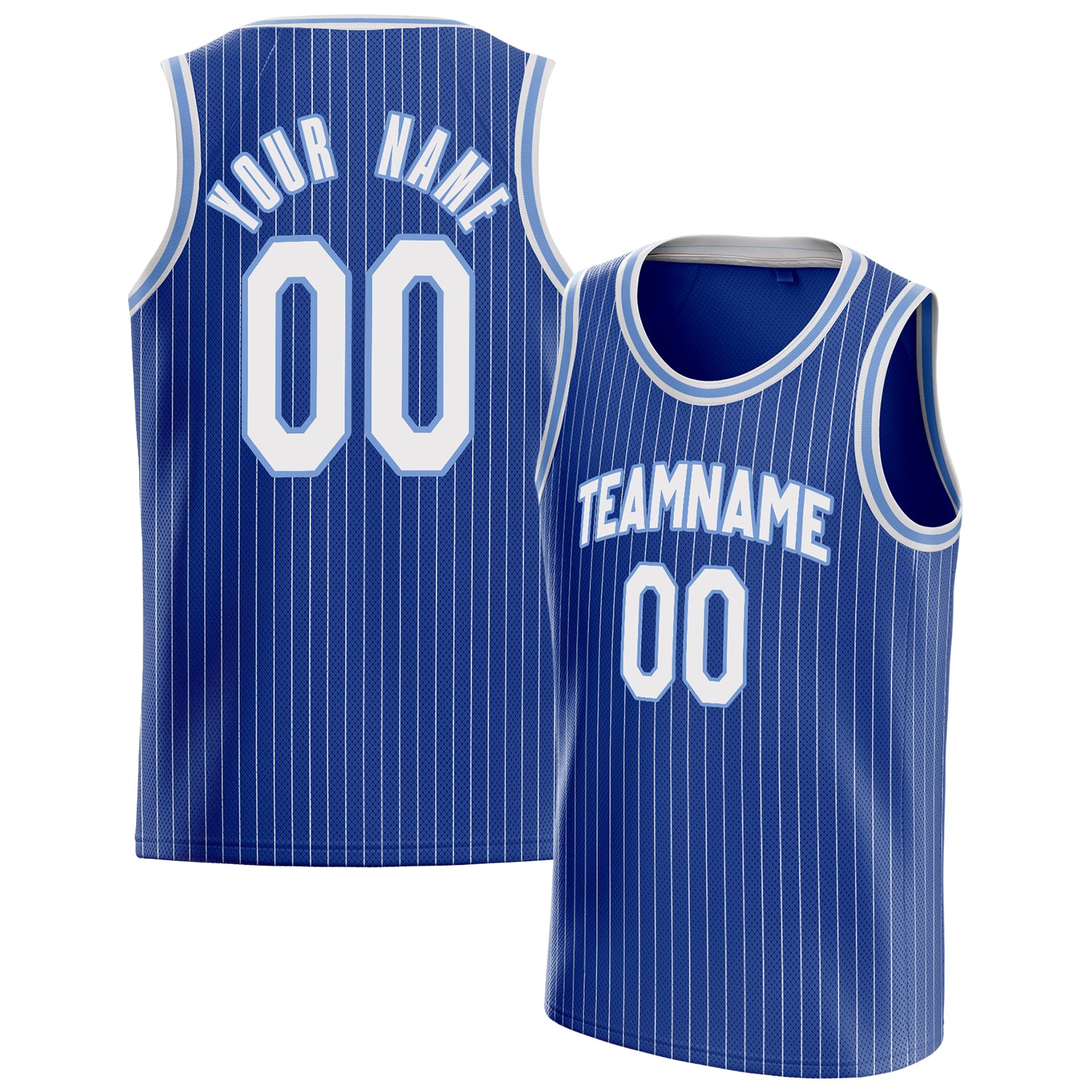 Personalized Royal & White Pinstripe Basketball Jersey
