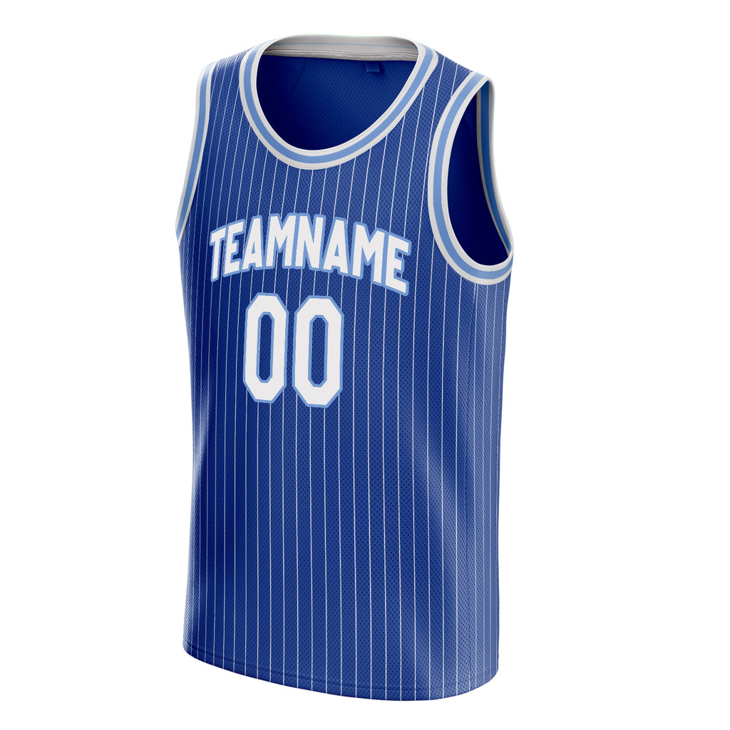 Personalized Royal & White Pinstripe Basketball Jersey