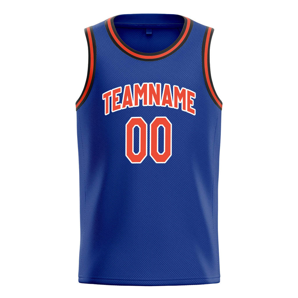 Personalized Royal & Orange Solid Color Basketball Jersey