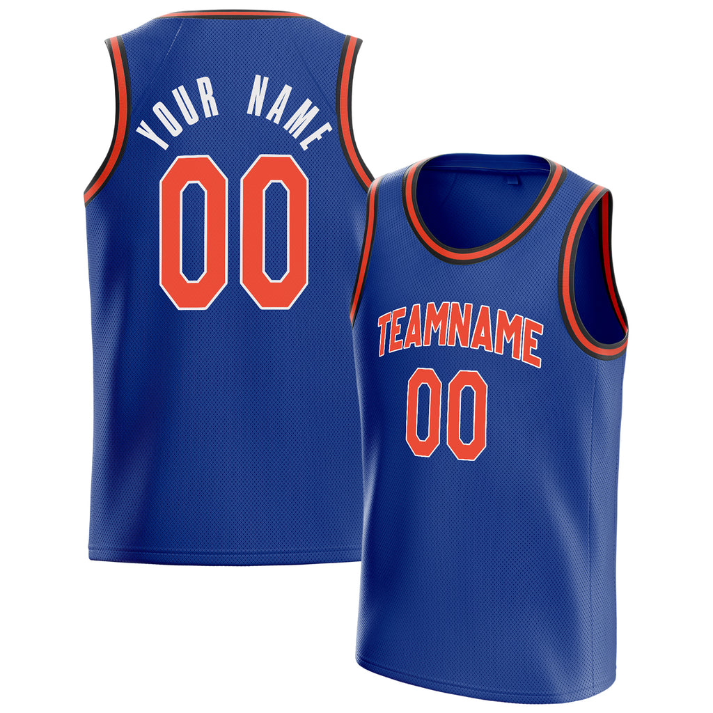 Personalized Royal & Orange Solid Color Basketball Jersey