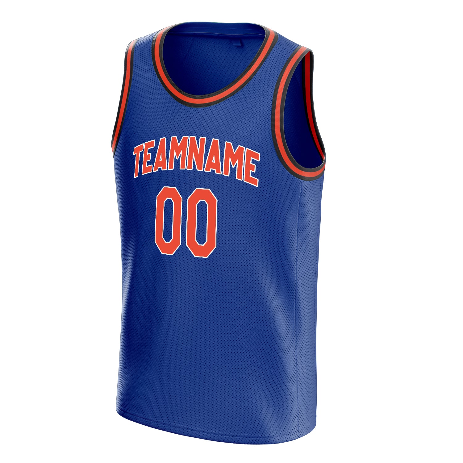 Personalized Royal & Orange Solid Color Basketball Jersey