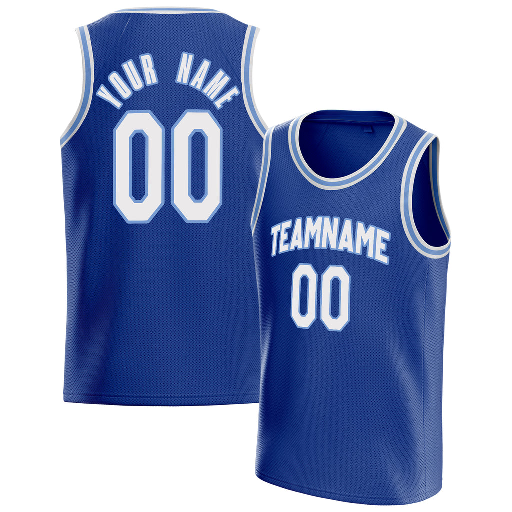 Personalized Royal & White Solid Color Basketball Jersey