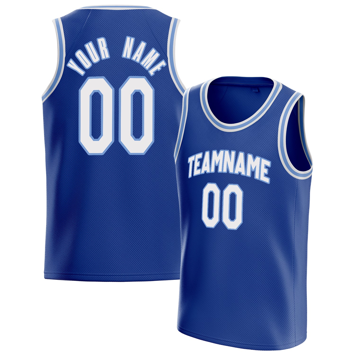 Personalized Royal & White Solid Color Basketball Jersey