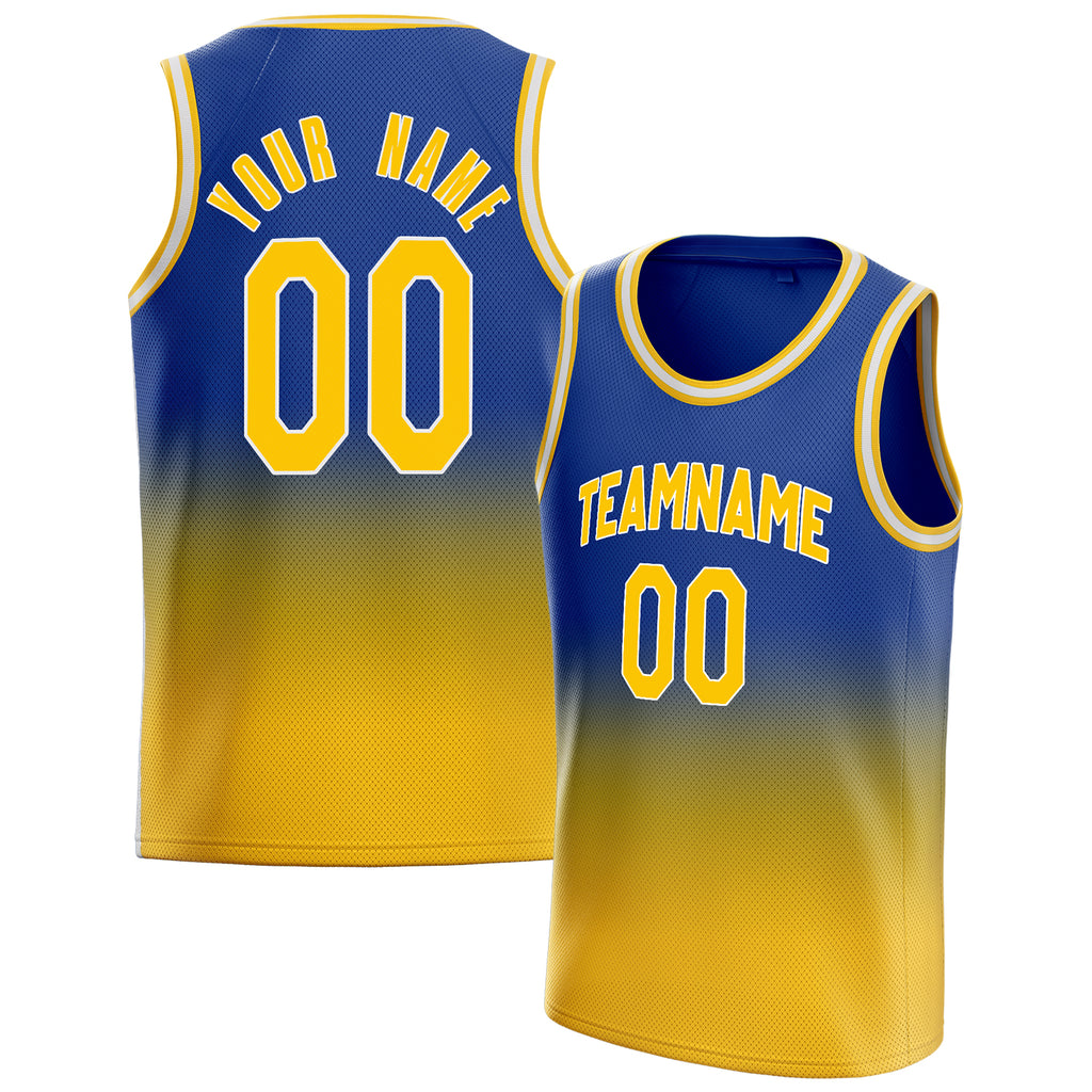 Personalized Royal & Gold Fade Basketball Jersey