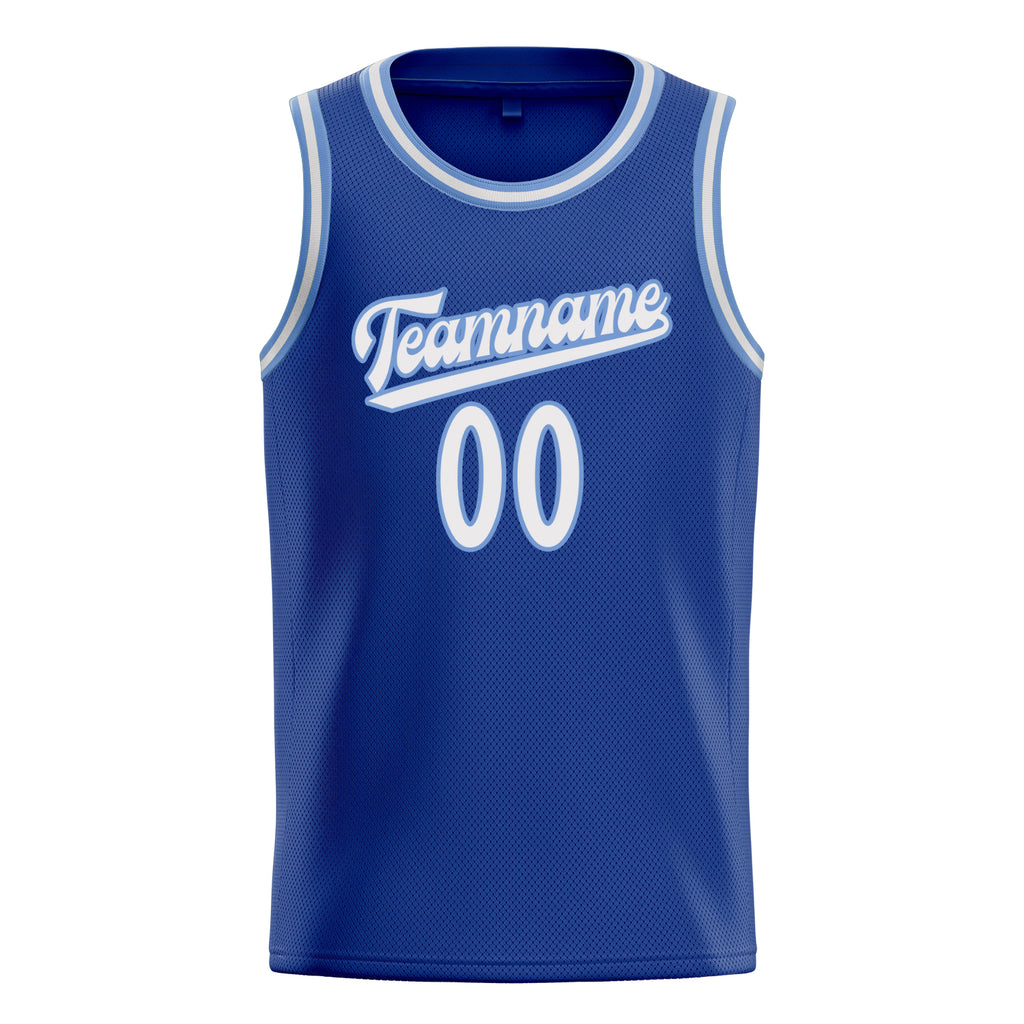 Personalized Royal & White Solid Color Basketball Jersey