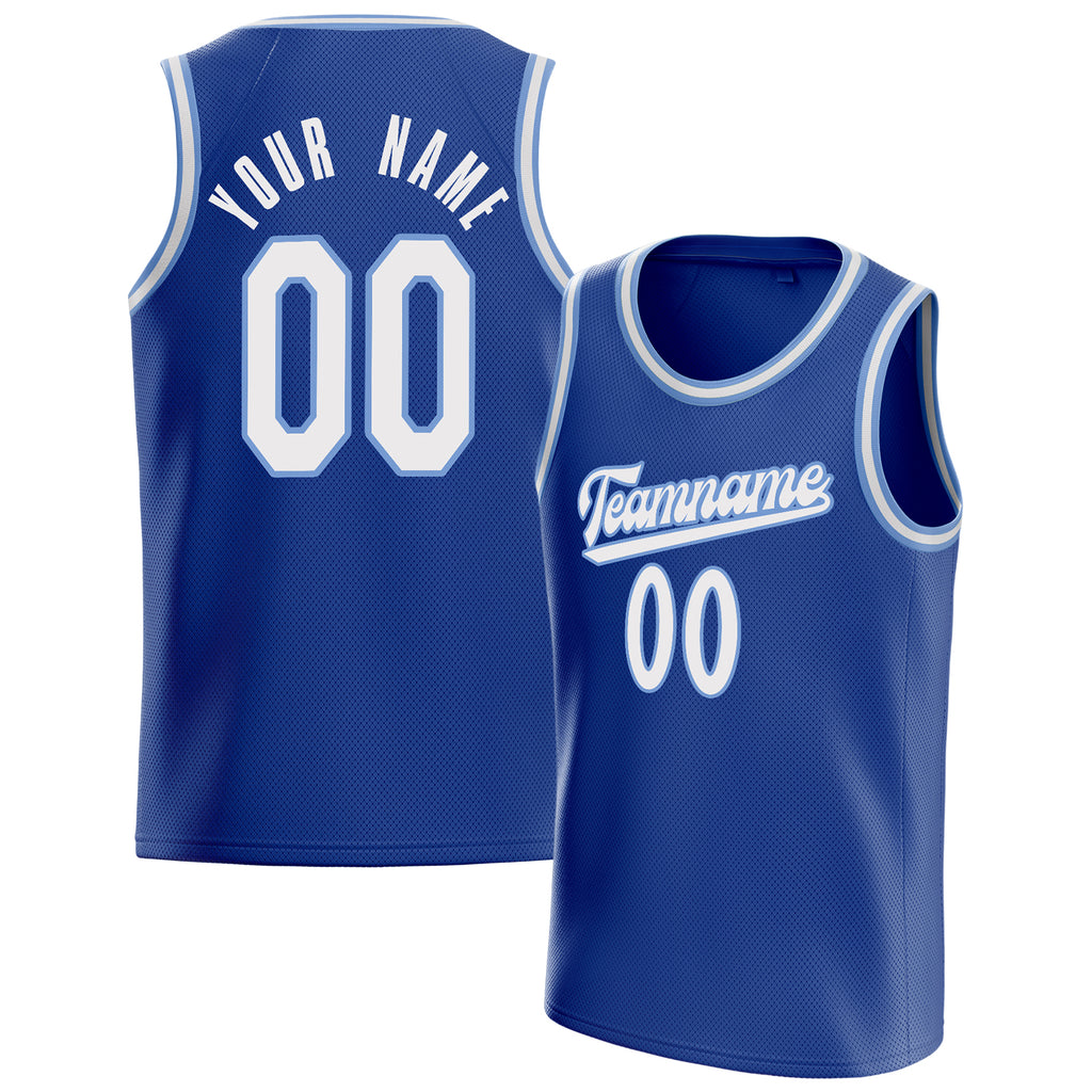 Personalized Royal & White Solid Color Basketball Jersey