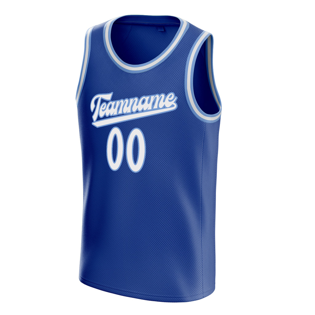 Personalized Royal & White Solid Color Basketball Jersey