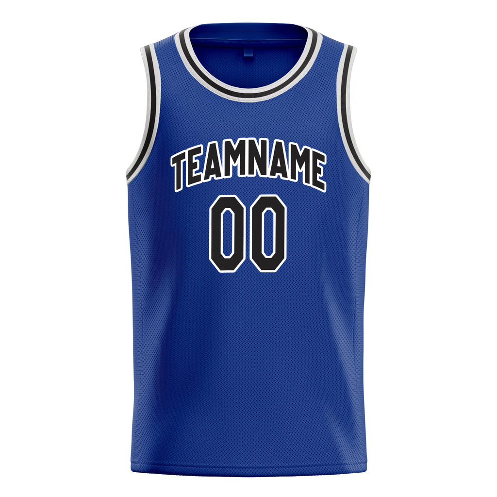 Personalized Royal & Black Solid Color Basketball Jersey