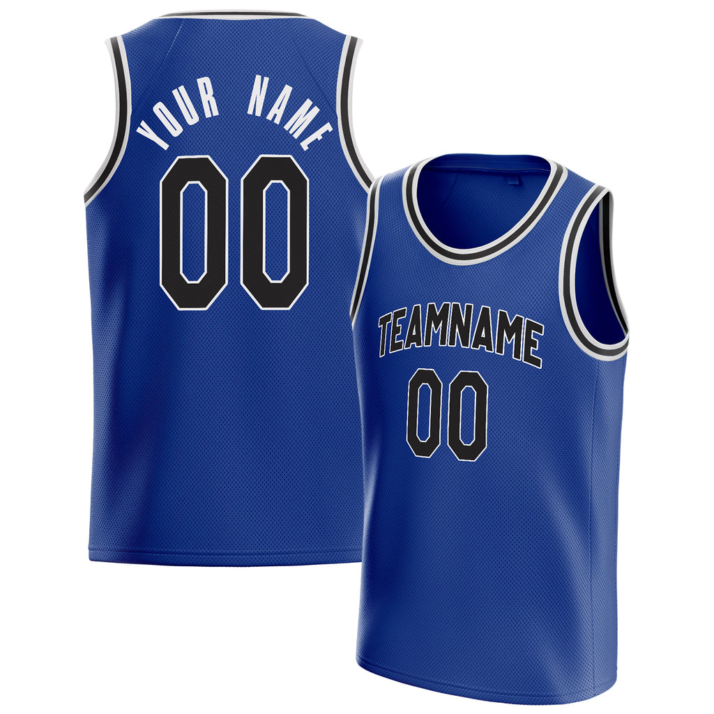 Personalized Royal & Black Solid Color Basketball Jersey