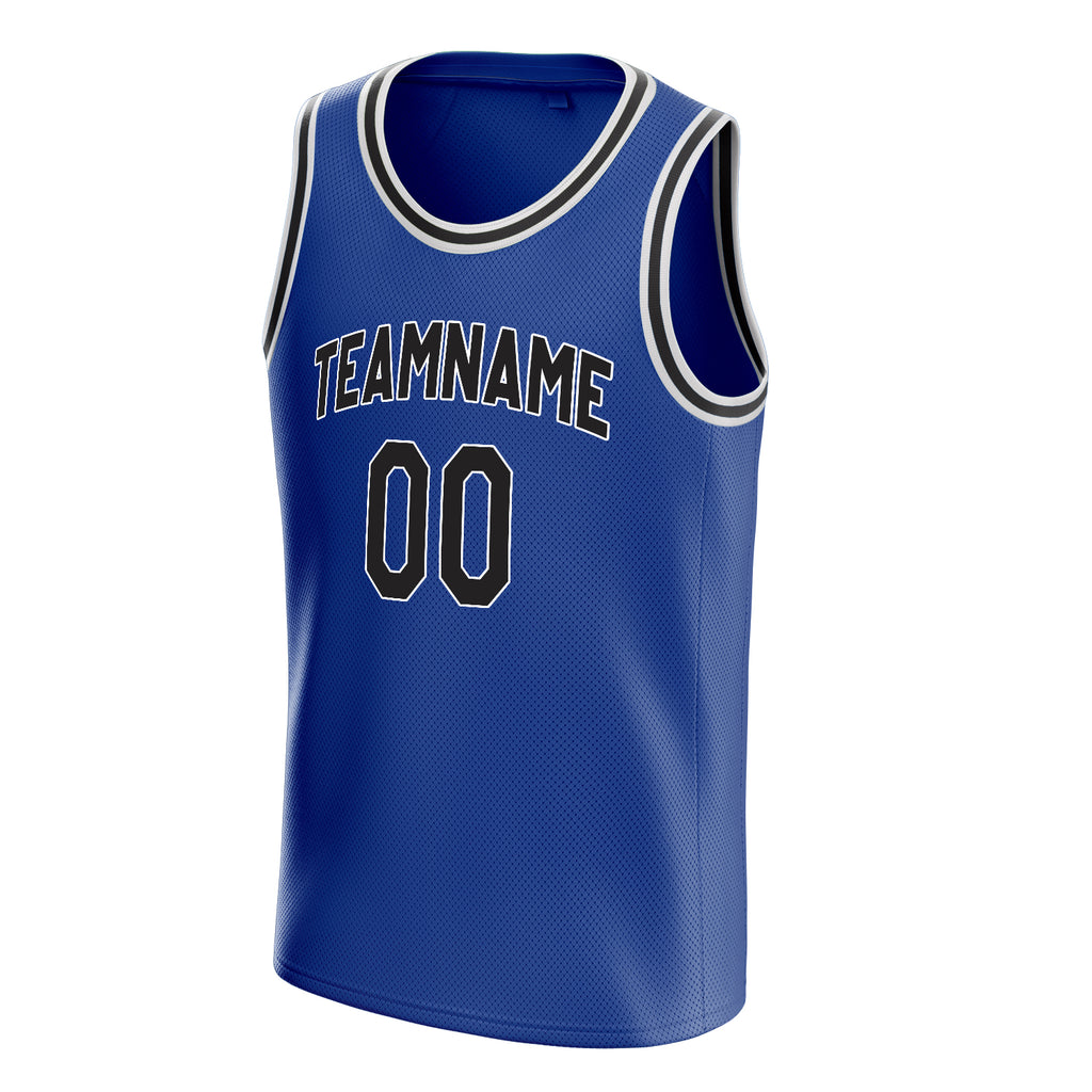 Personalized Royal & Black Solid Color Basketball Jersey