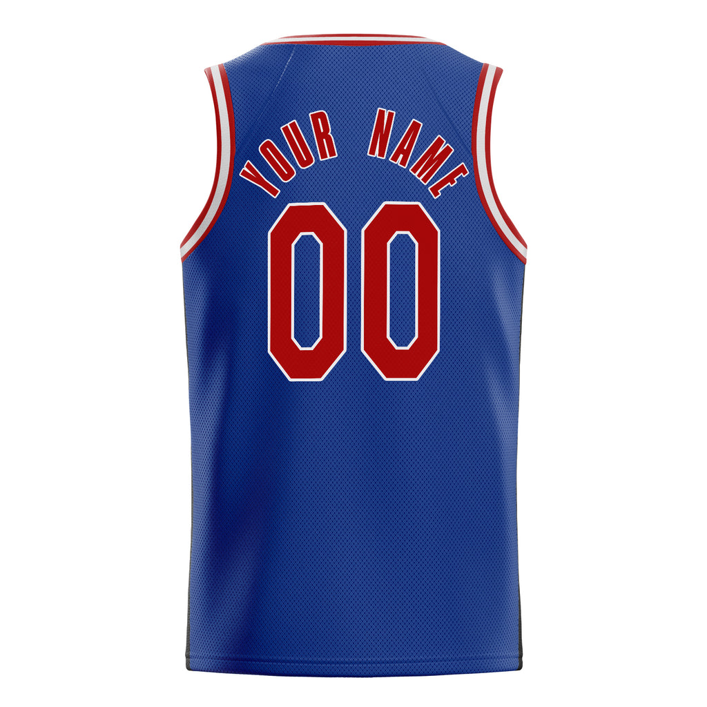 Personalized Royal & Red Solid Color Basketball Jersey