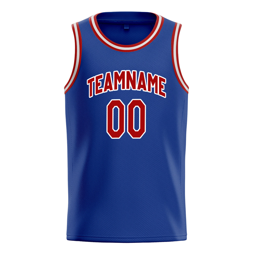 Personalized Royal & Red Solid Color Basketball Jersey