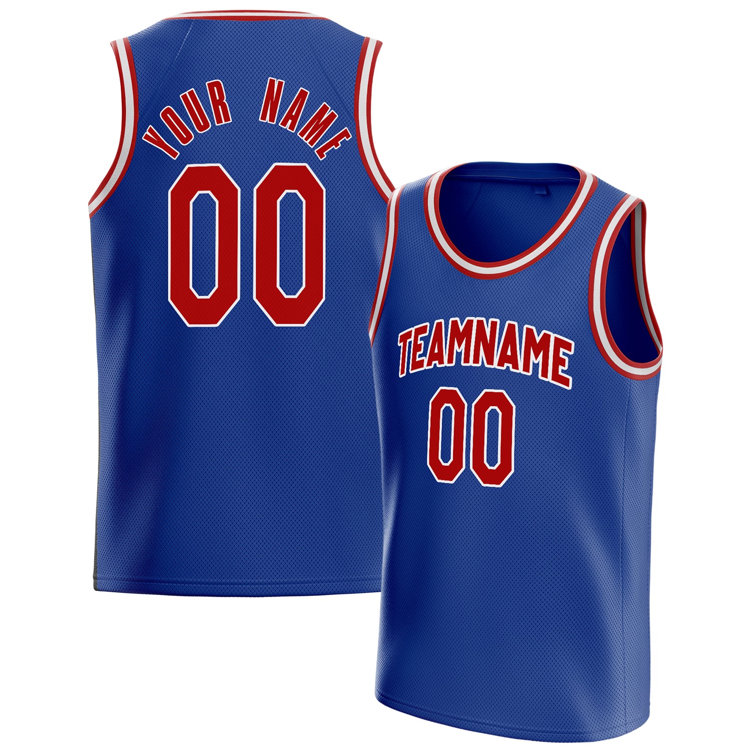 Personalized Royal & Red Solid Color Basketball Jersey