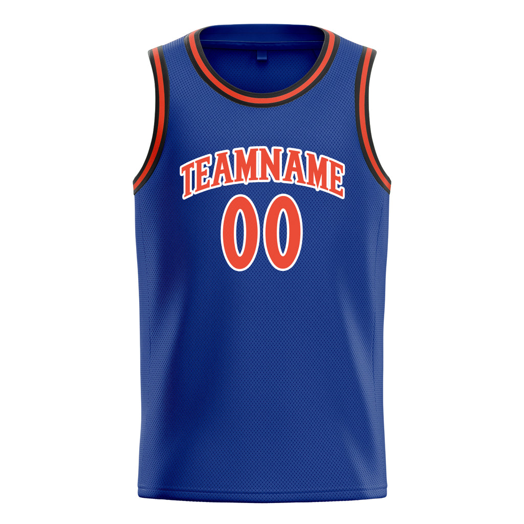 Personalized Royal & Orange Solid Color Basketball Jersey