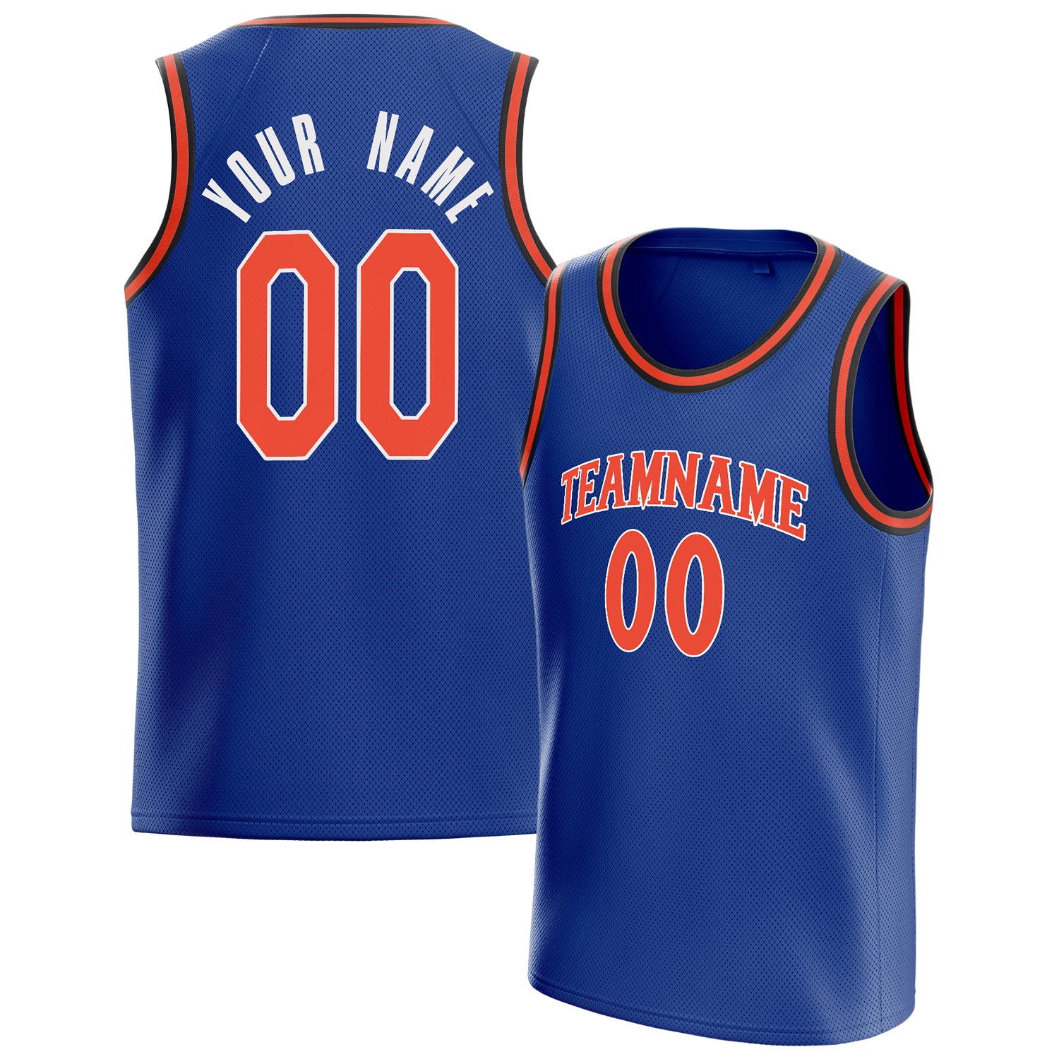 Personalized Royal & Orange Solid Color Basketball Jersey