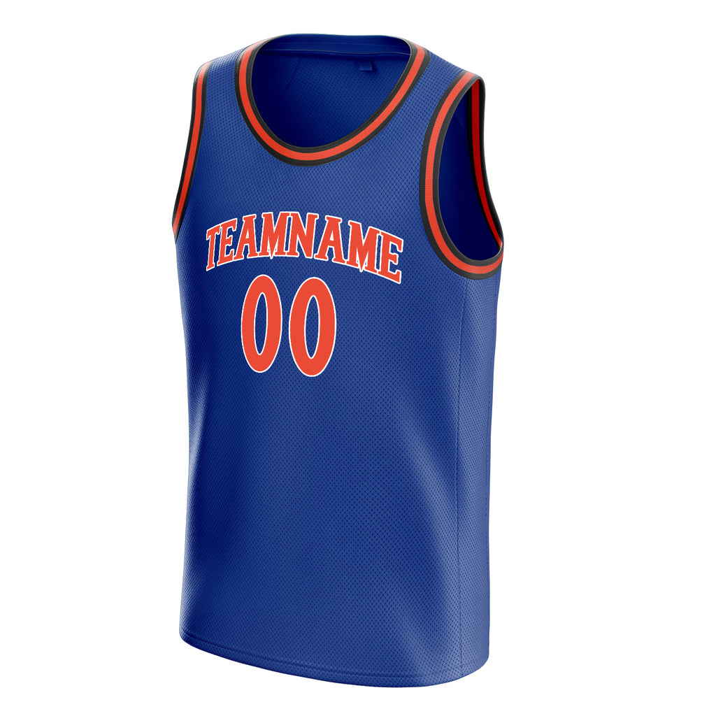Personalized Royal & Orange Solid Color Basketball Jersey
