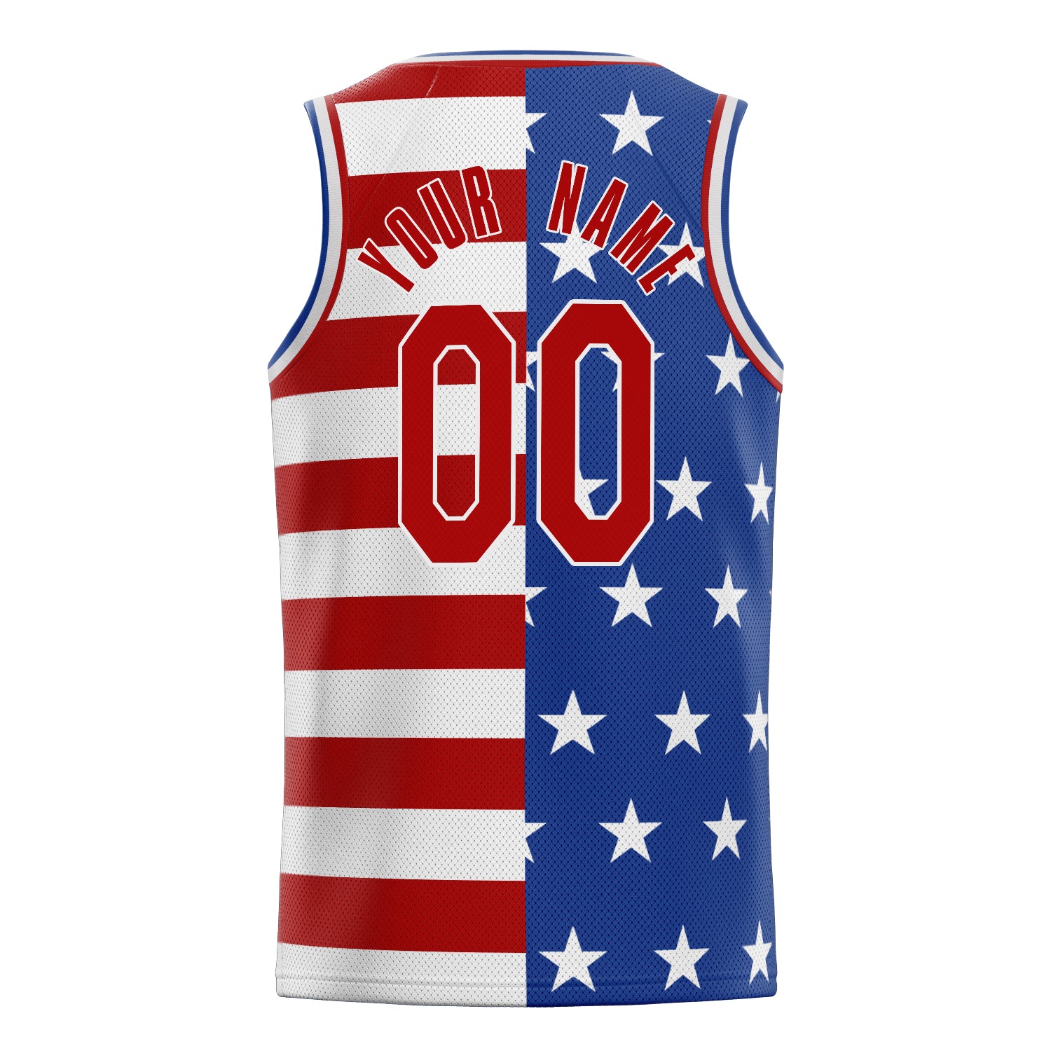 Personalized Royal & Red American Flag Basketball Jersey