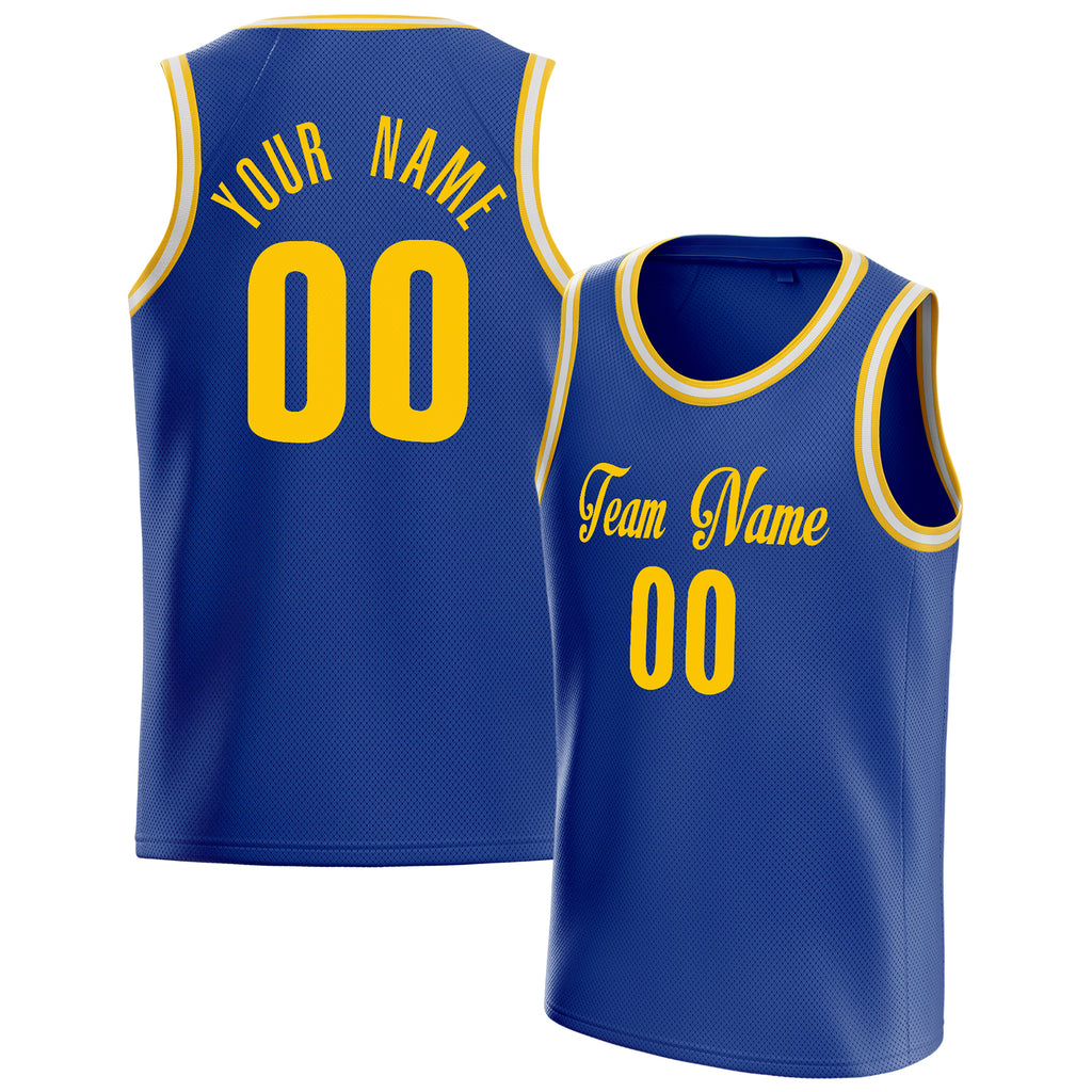 Personalized Royal & Gold Solid Color Basketball Jersey