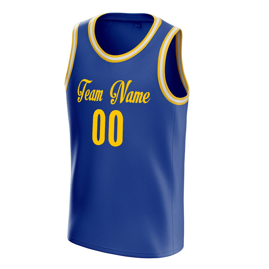 Personalized Royal & Gold Solid Color Basketball Jersey