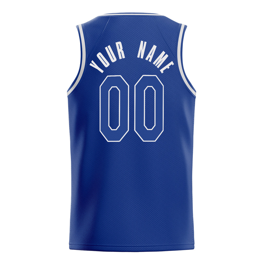 Personalized Royal & White Solid Color Basketball Jersey