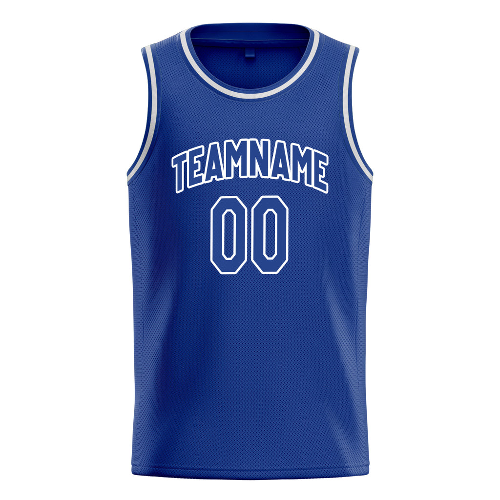 Personalized Royal & White Solid Color Basketball Jersey