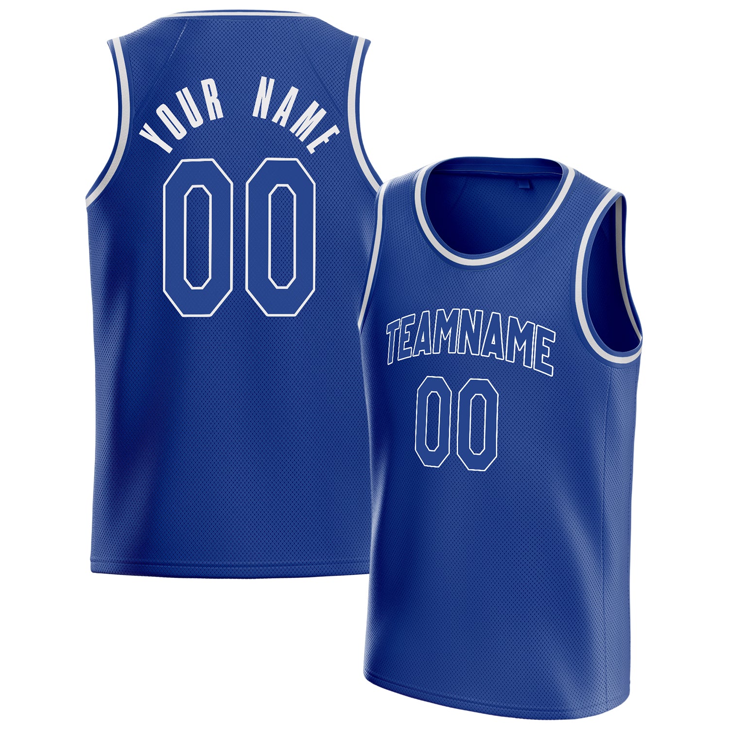 Personalized Royal & White Solid Color Basketball Jersey