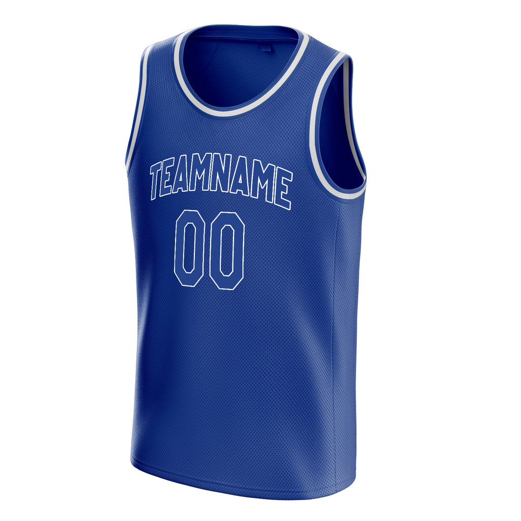 Personalized Royal & White Solid Color Basketball Jersey
