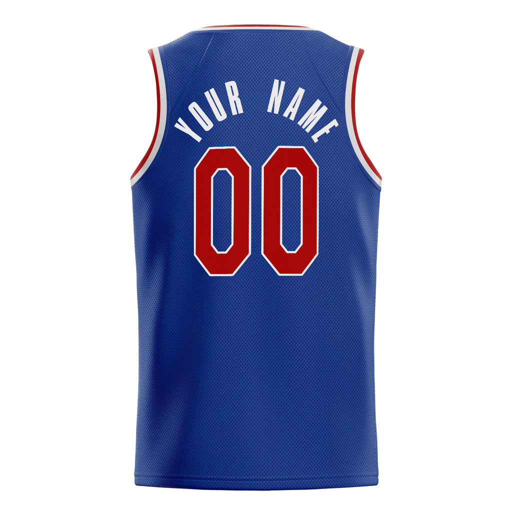 Personalized Royal & Red Solid Color Basketball Jersey