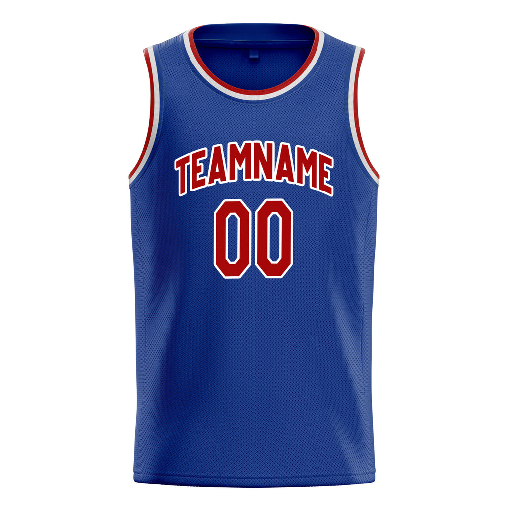 Personalized Royal & Red Solid Color Basketball Jersey