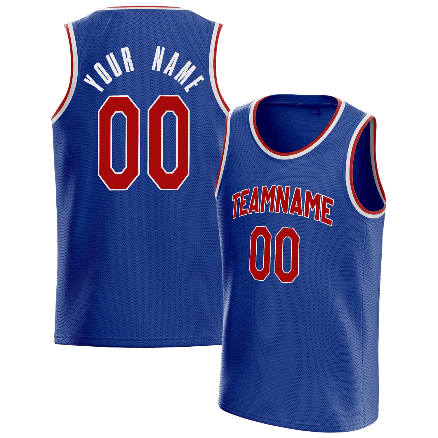 Personalized Royal & Red Solid Color Basketball Jersey