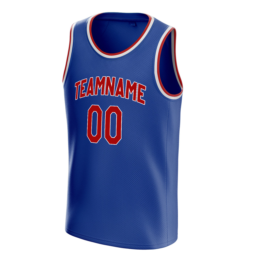 Personalized Royal & Red Solid Color Basketball Jersey