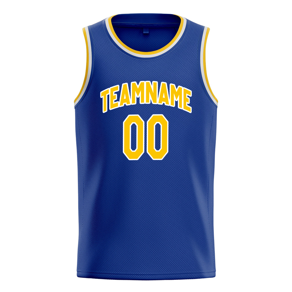 Personalized Royal & Gold Solid Color Basketball Jersey