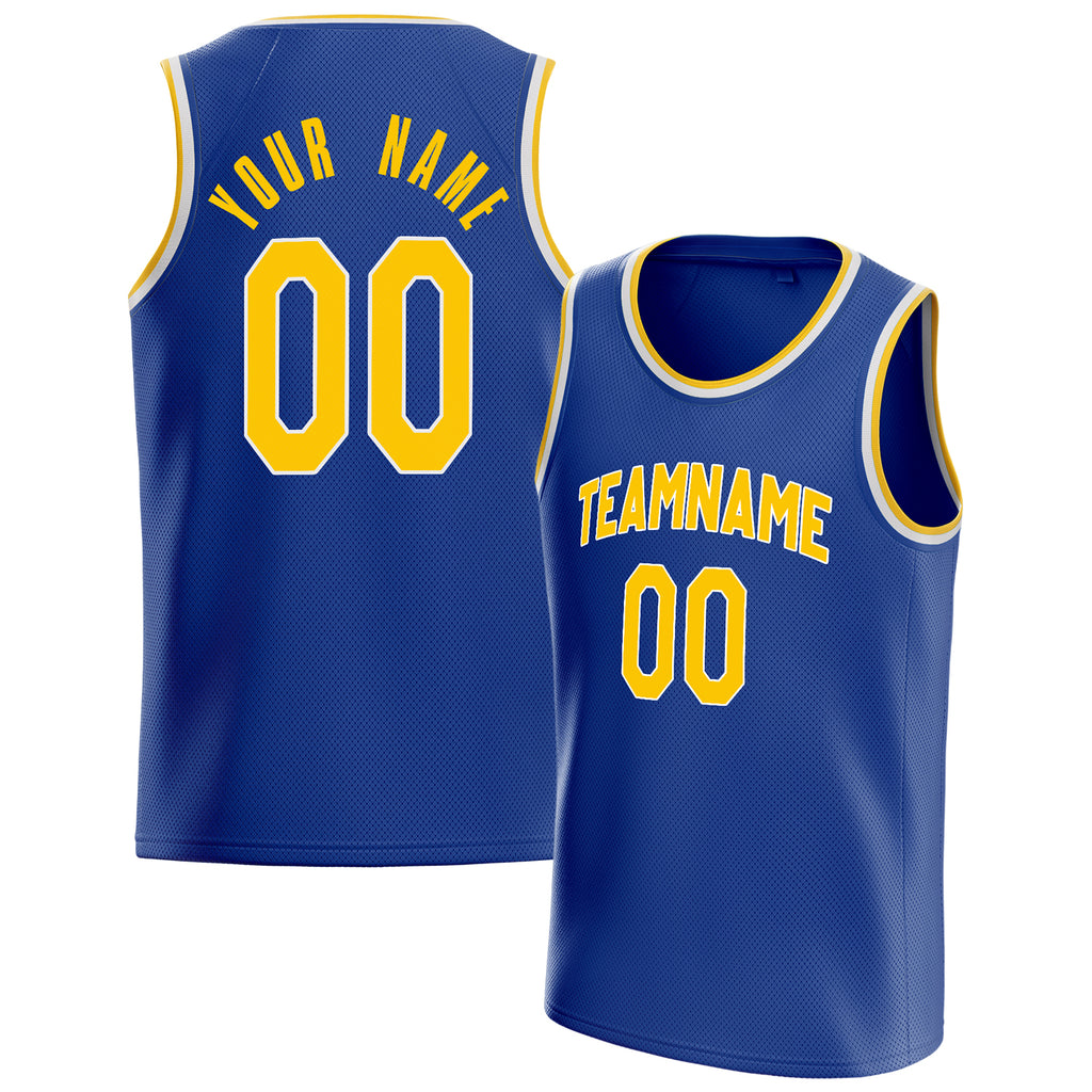 Personalized Royal & Gold Solid Color Basketball Jersey