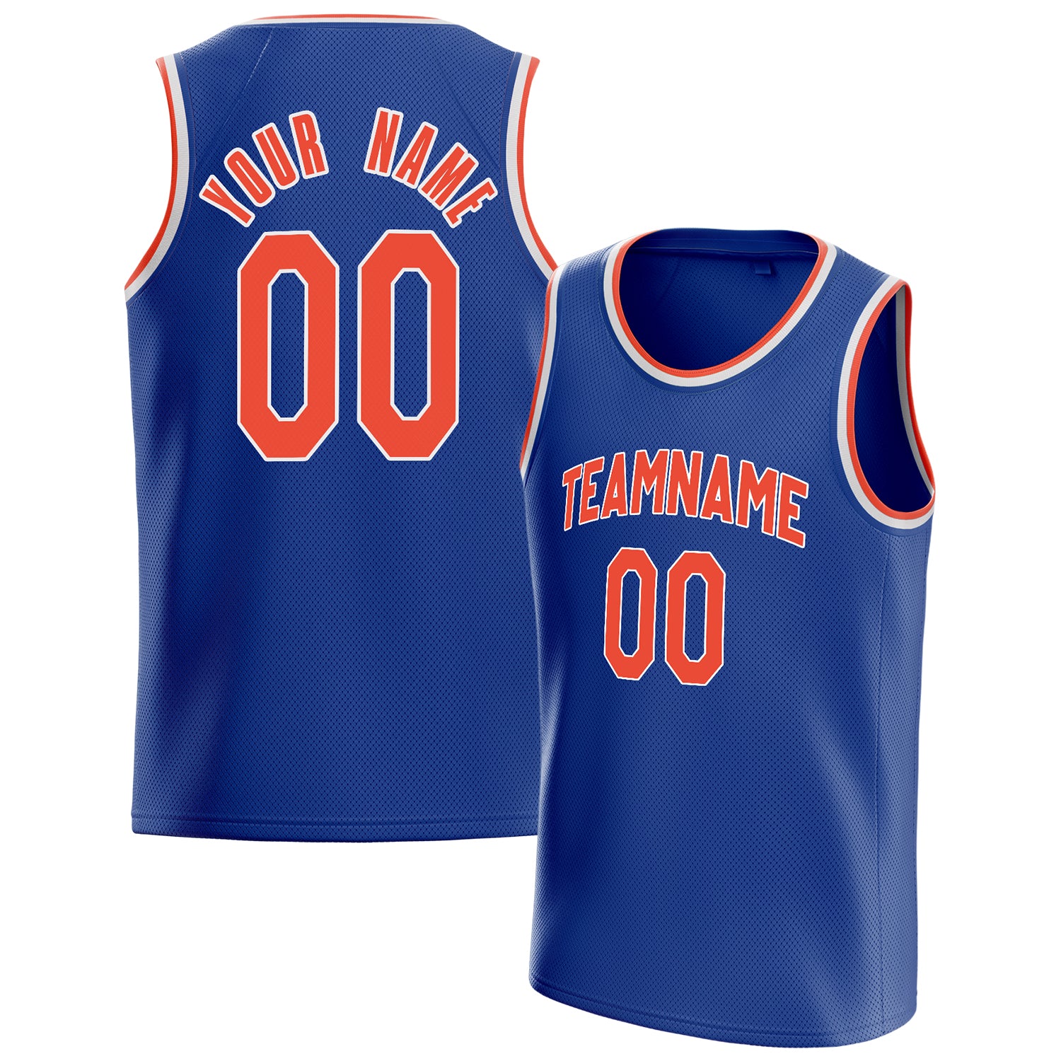 Personalized Royal & Orange Solid Color Basketball Jersey