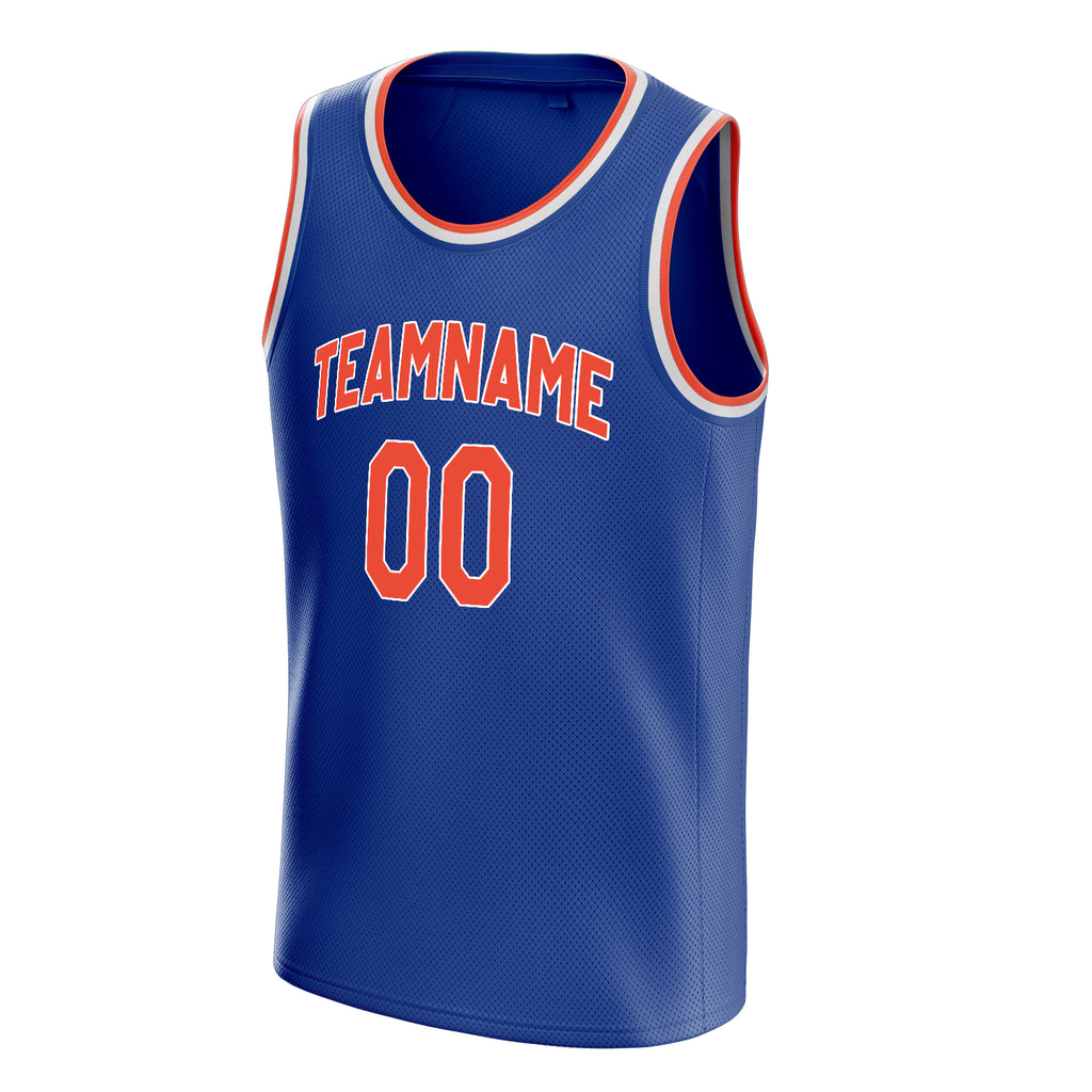 Personalized Royal & Orange Solid Color Basketball Jersey