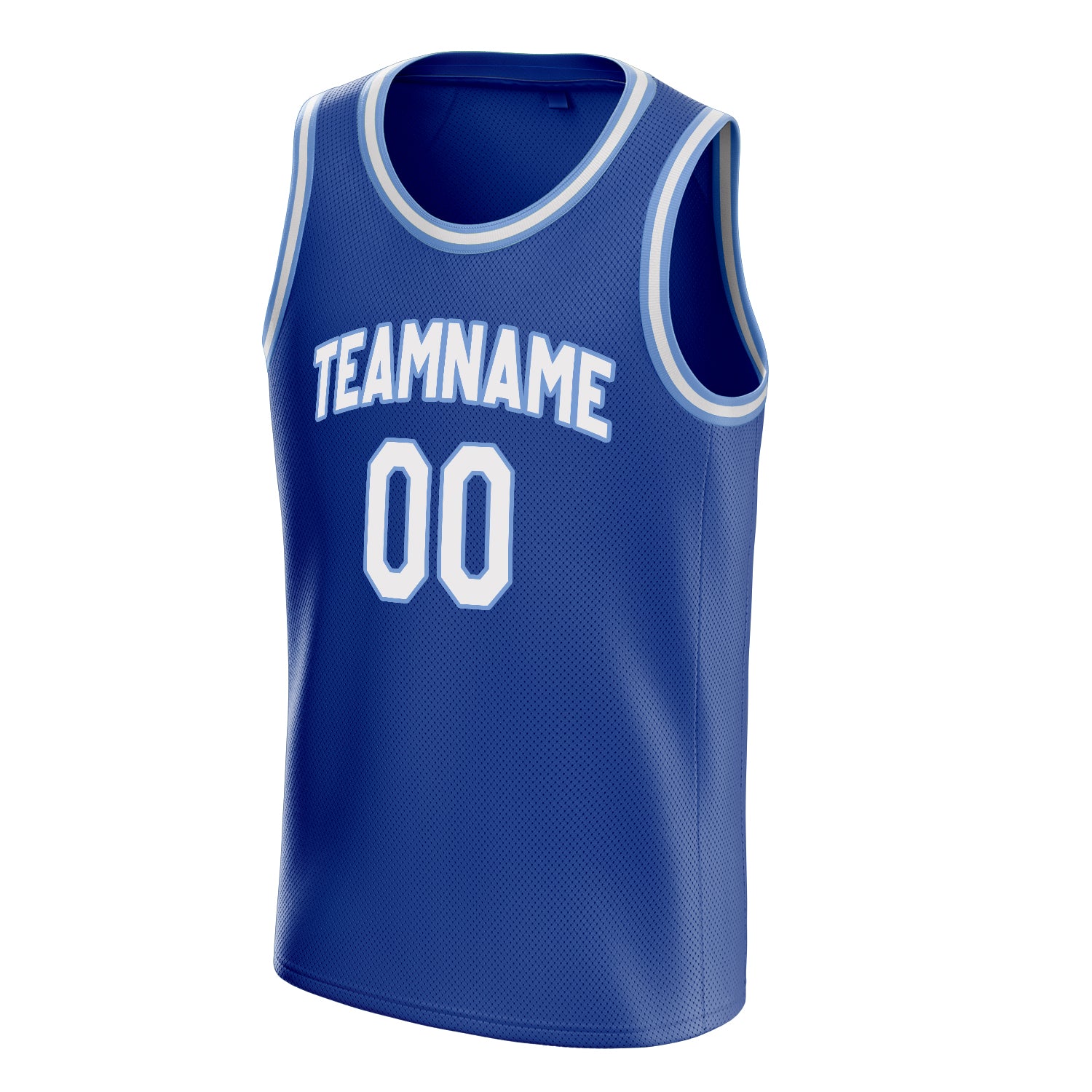 Personalized Royal & White Solid Color Basketball Jersey