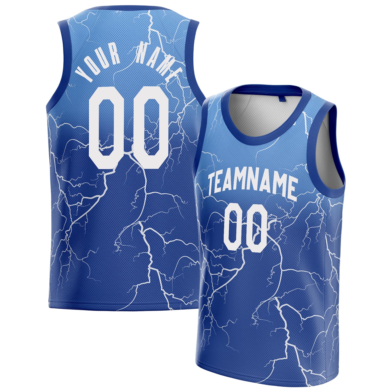 Personalized Royal & White Lightning Basketball Jersey
