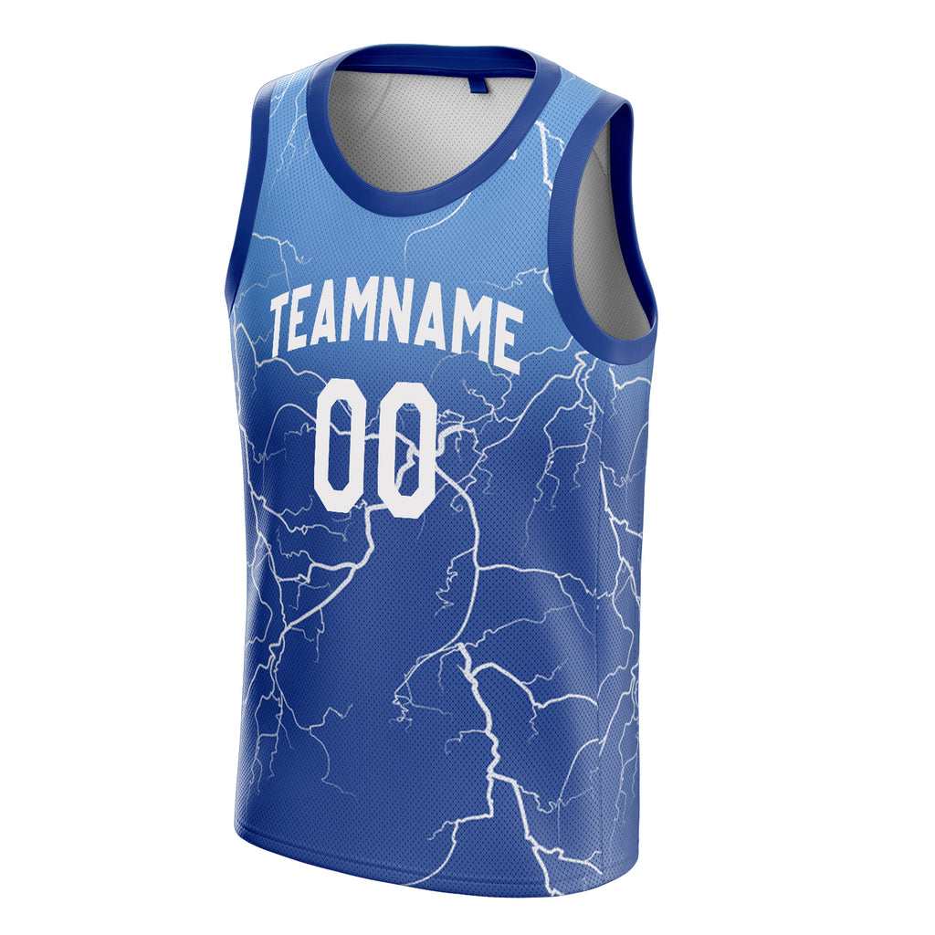 Personalized Royal & White Lightning Basketball Jersey