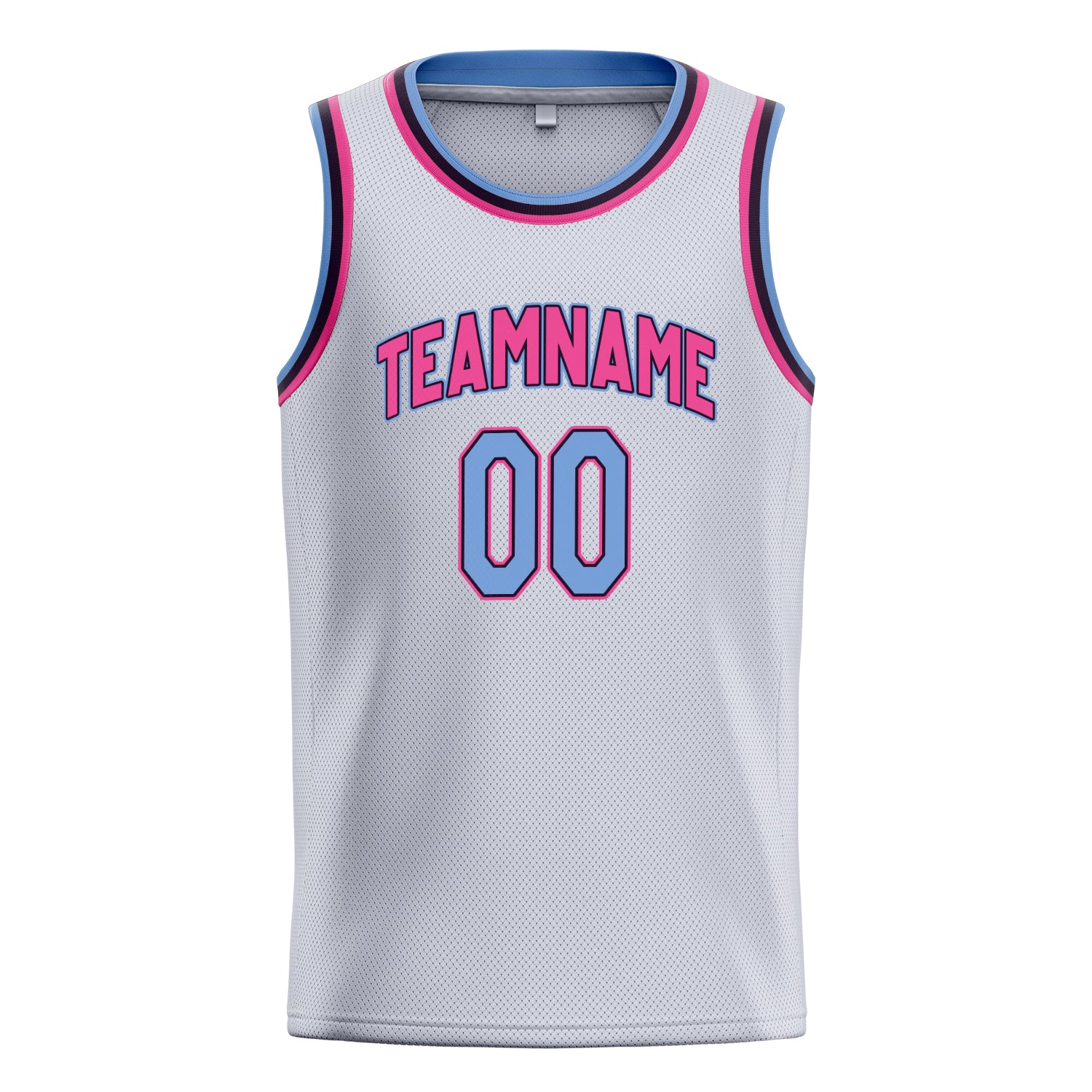 Personalized White & Light Blue Solid Color Basketball Jersey