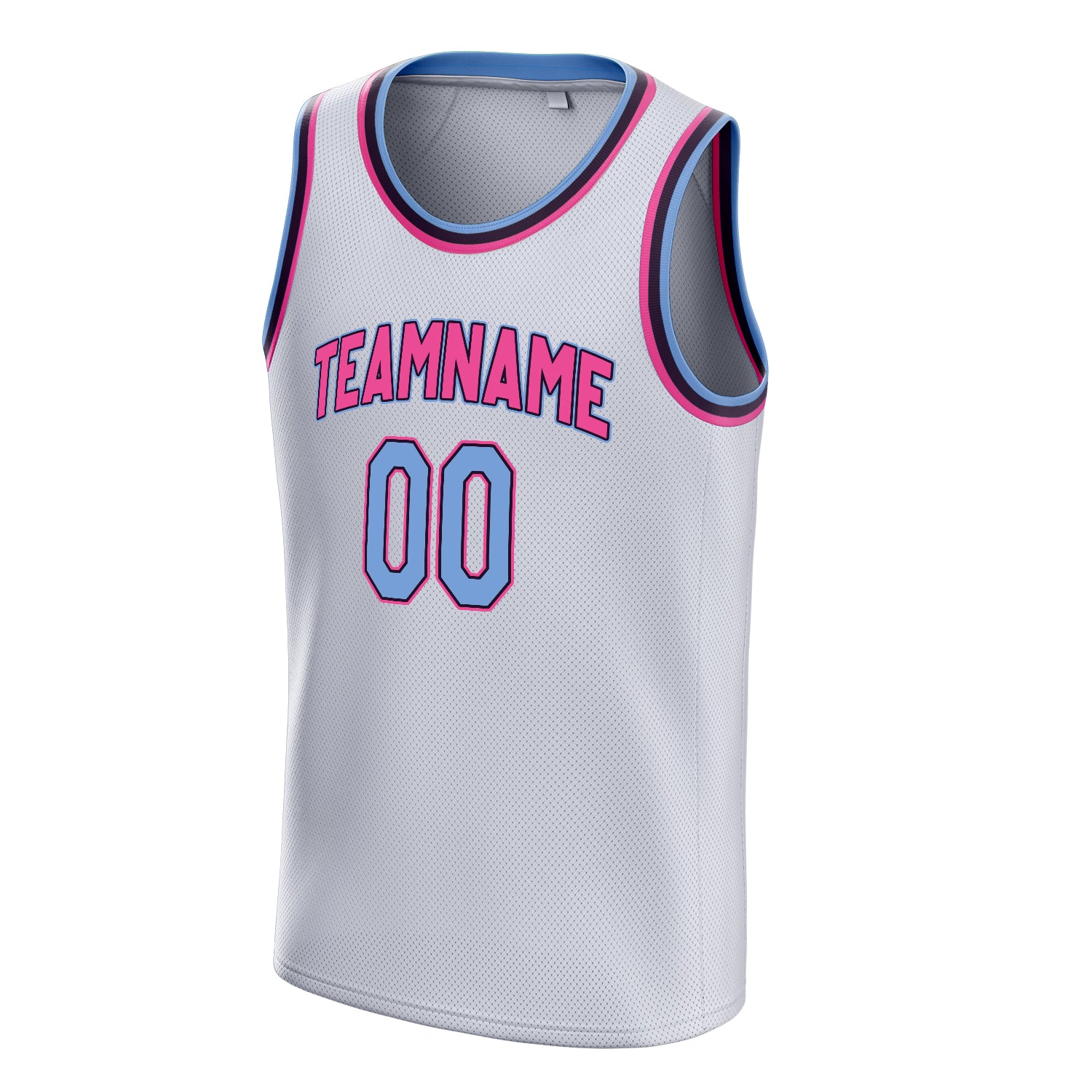 Personalized White & Light Blue Solid Color Basketball Jersey