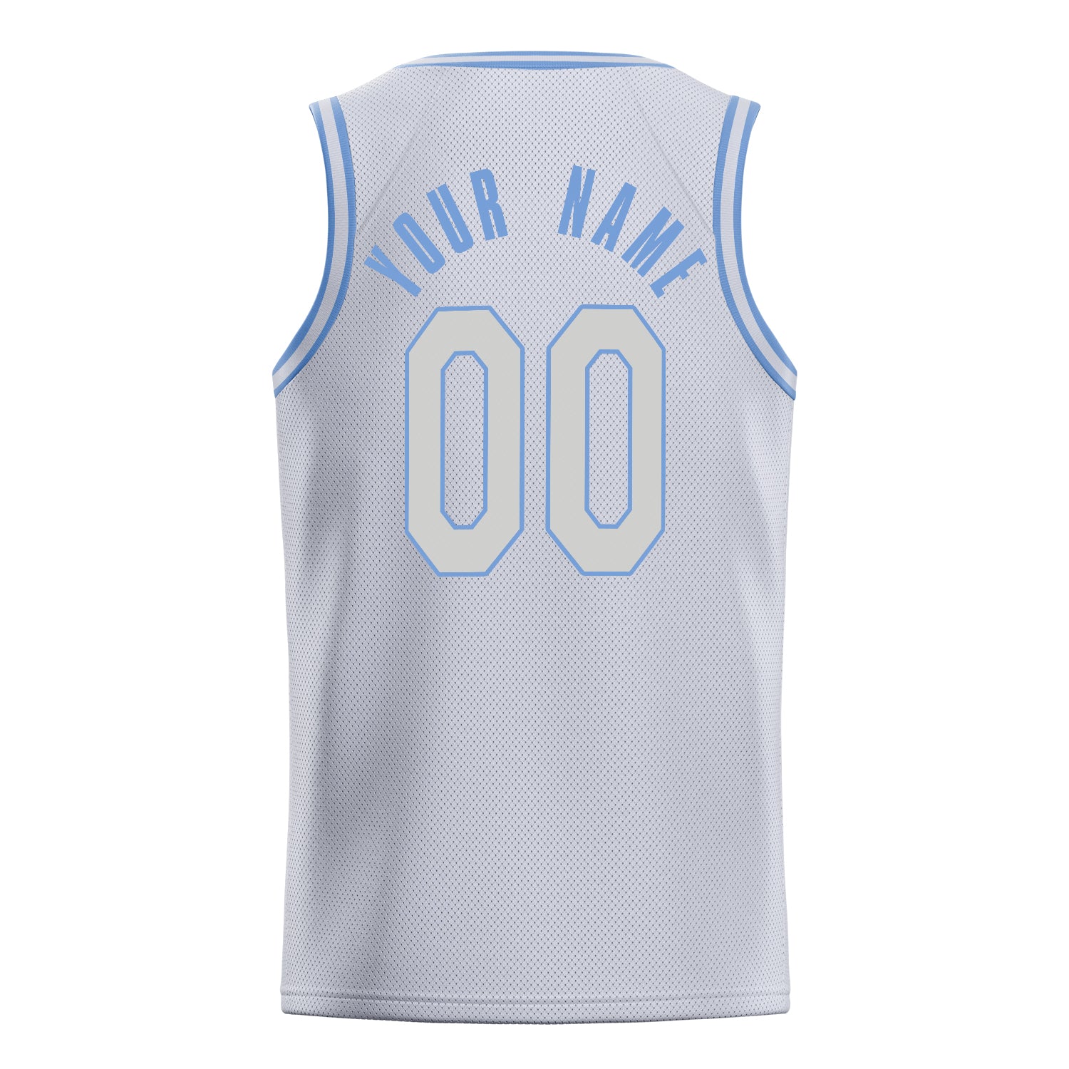 Personalized White & Light Blue Solid Color Basketball Jersey